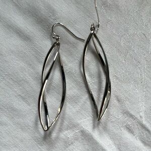 Sterling Silver Long Twisted Design Dangle Earrings New/ Never Worn